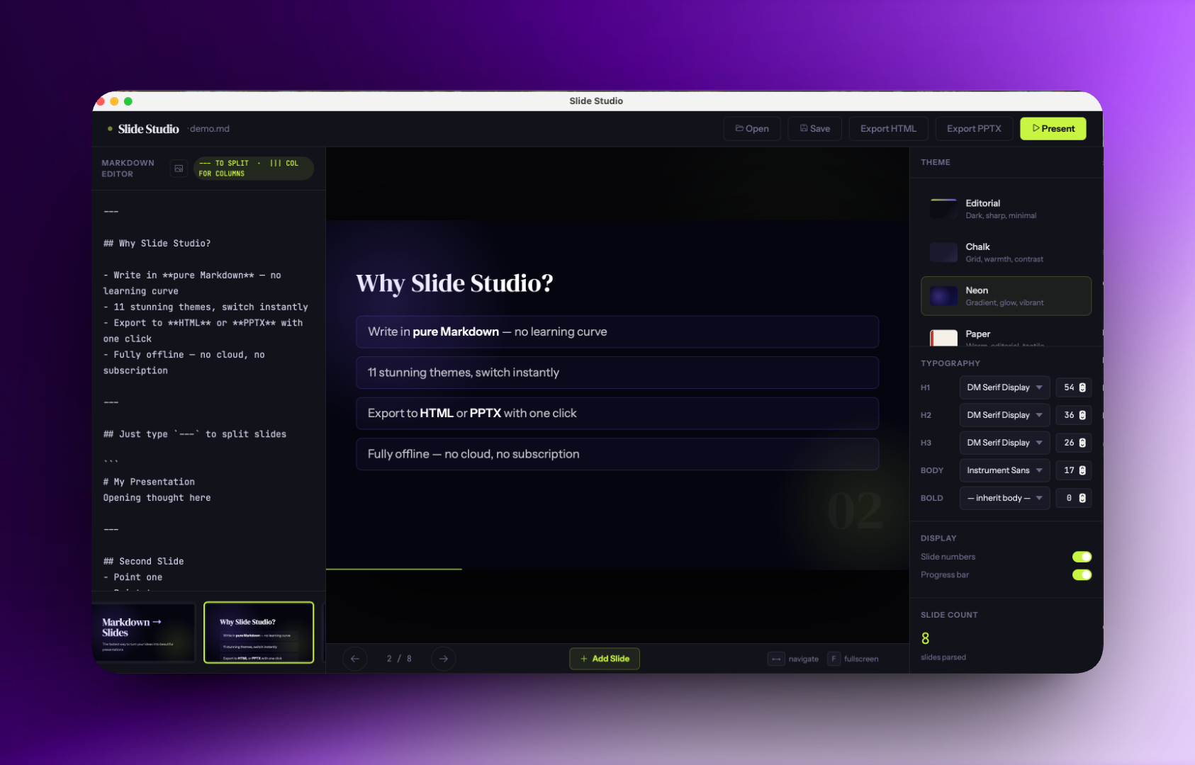 SLIDE STUDIO screenshot